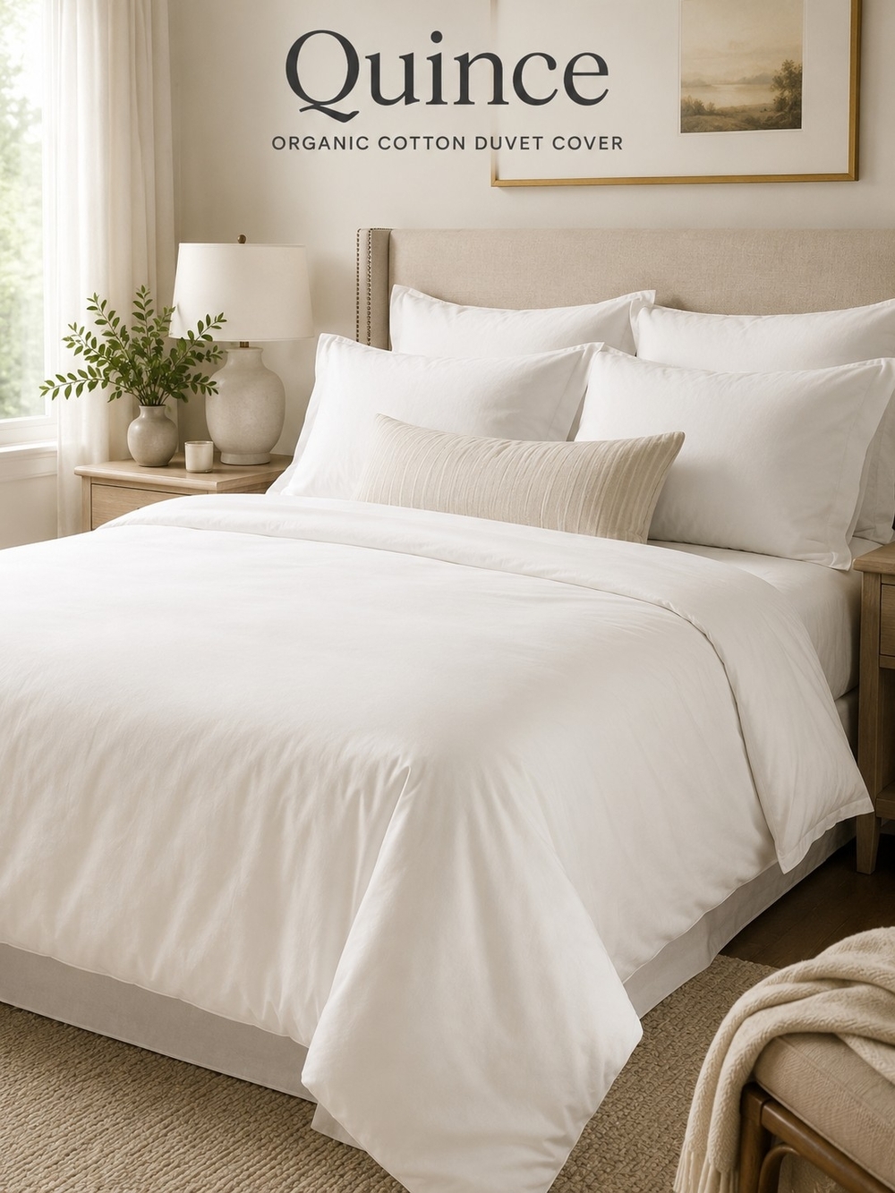Quince Organic Crisp Percale Duvet Cover White Full Queen NWOT